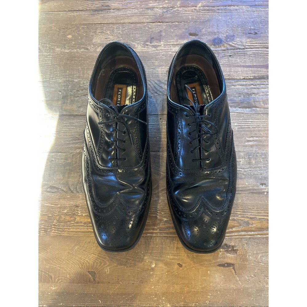 Florsheim Black Leather Wingtip Brogue Lace-Up Dress Shoes 10.5 D 17066-01